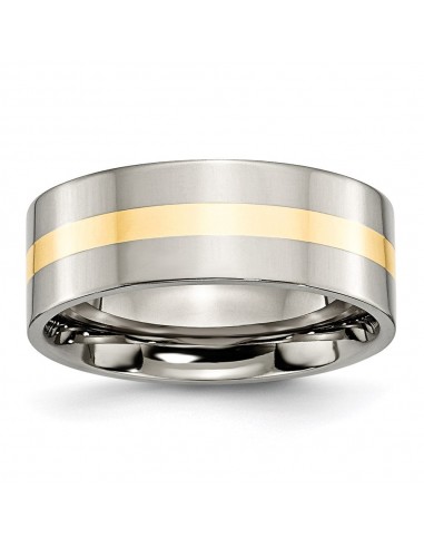 Titanium 14k Yellow Inlay Flat 8mm Polished Band | TB220 suggérées chez