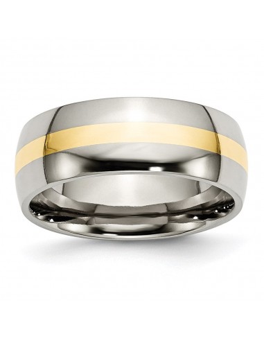 Titanium 14k Yellow Inlay 8mm Polished Band | TB224 livraison gratuite