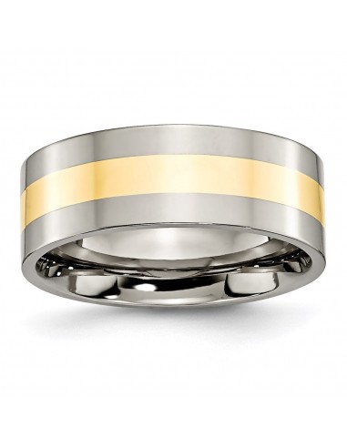 Titanium 14k Yellow Inlay Flat 8mm Polished Band | TB225 vous aussi creer 