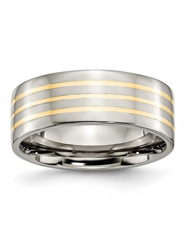 Titanium 14k Yellow Inlay Flat 8mm Polished Band | TB227 Pour