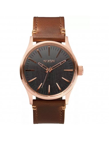 Nixon Men's Watch - Sentry Quartz Rose Gold Case Grey Dial Leather Strap | A377-2001 les ligaments