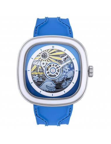 SevenFriday Unisex Watch - Beach Club Automatic Blue Soft Silicone Strap | T1-09 Venez découvrir notre 