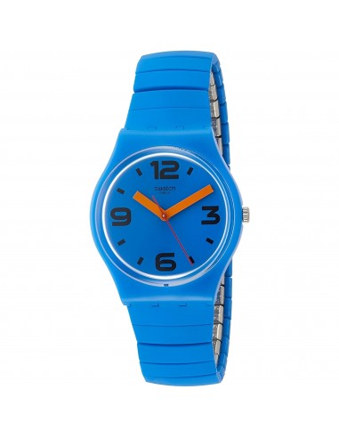 Swatch Women's Watch - Pepeblu Blue Silicone Covered Expansion Bracelet | GN251A de France