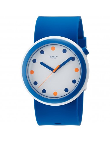 Swatch Unisex Watch - Popiness Quartz White Dial Blue Silicone Rubber Strap | PNW103 50-70% off 