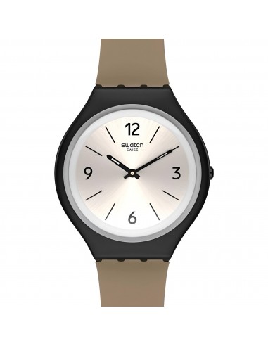 Swatch Unisex Watch - Skin Skinsand Quartz Beige Dial Brown Leather Strap | SVUB101 livraison gratuite