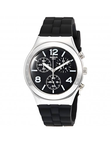 Swatch Men's Watch - Irony Noir De Bienne Chrono Black Dial Silicone Strap | YCS116 chez Cornerstreet bien 