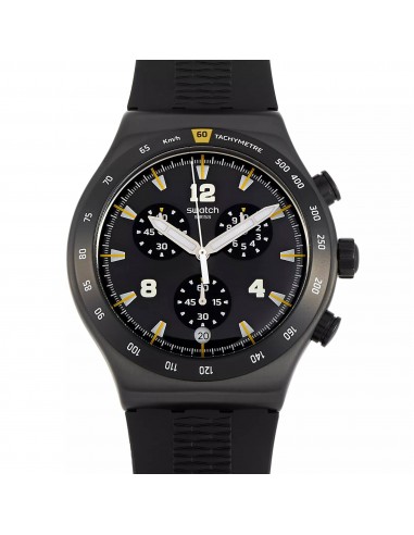 Swatch Men's Watch - Irony Chrononero Swiss Quartz Black Dial Rubber Strap | YVB405 de la marque