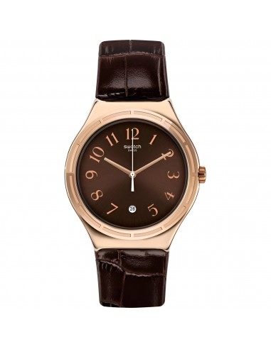 Swatch Men's Watch - Irony Harmonieuse Quartz Dark Brown Dial Leather Strap | YWG406 pas cher