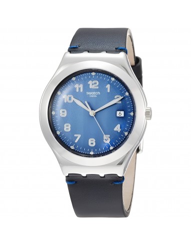 Swatch Men's Watch - Irony Côtes Blues Quartz Blue Dial Black Leather Strap | YWS438 des créatures d'habitude