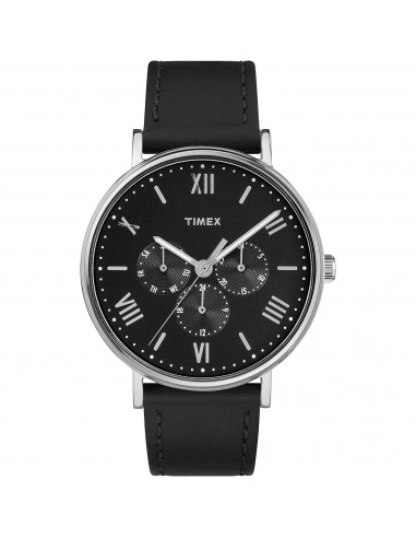 Timex Men's Watch - Main Street Steel Case Black Dial Leather Strap | TW2R29000 hantent personnes