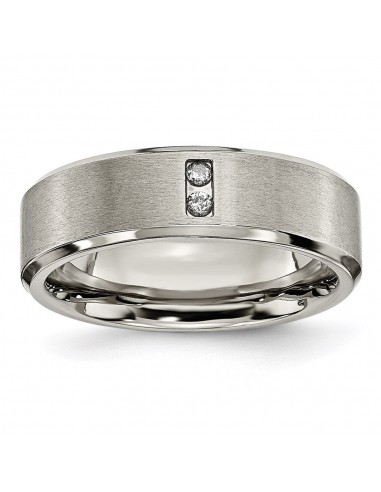 Titanium Satin & Polished with Diamonds 7mm Band | TB262AA acheter en ligne