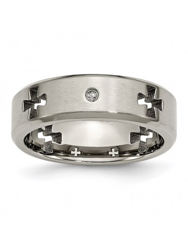 Titanium Celtic Cross Cut Out w/Diamond 7mm Brushed/Polished Band | TB264AA vente chaude votre 