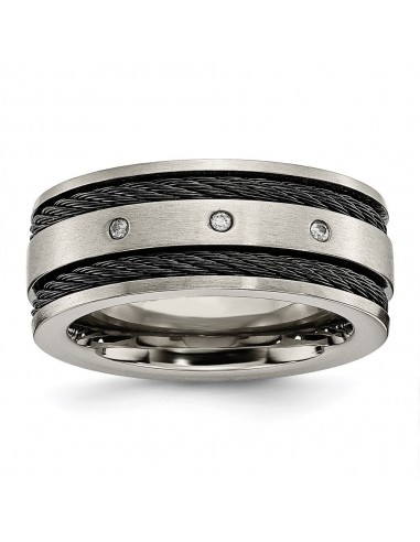 Titanium Black IP-plated Cable and Diamonds 10mm Brushed Band | TB265AA Dans la société mordern