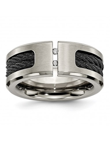 Titanium Black IP-plated Cable and Diamonds Polished/Brushed Band | TB266AA le concept de la Pate a emporter 