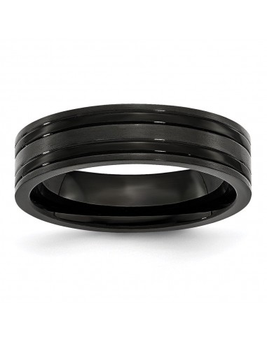 Titanium Grooved Black IP-plated 6mm Brushed and Polished Band | TB365 ouvre sa boutique