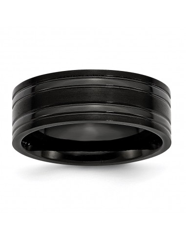 Titanium Grooved Black IP-plated 8mm Brushed and Polished Band | TB366 les ligaments