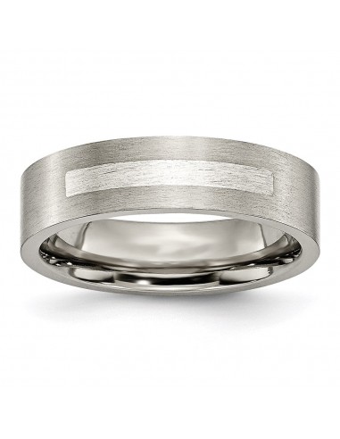 Titanium Flat 6mm Sterling Silver Inlay Brushed Band | TB367 de France