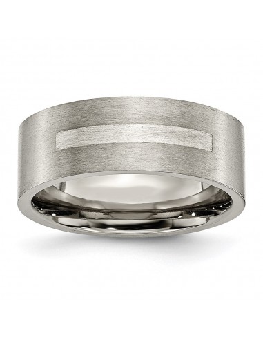 Titanium Flat 8mm Sterling Silver Inlay Brushed Band | TB368 Comparez et commandez 