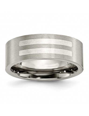 Titanium Flat 8mm Sterling Silver Inlay Brushed Band | TB370 à prix réduit toute l'année