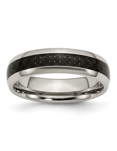 Titanium Polished w/Black Carbon Fiber Inlay 6mm Band | TB387 JUSQU'A -70%! 