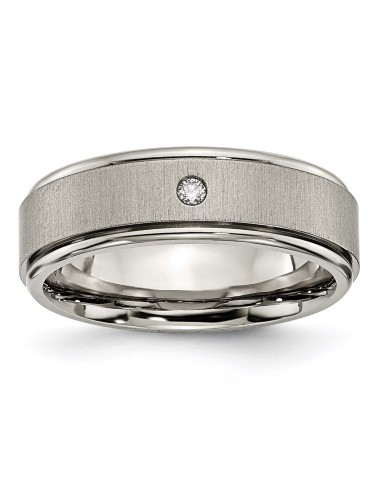 Titanium Brushed/Polished 0.05ct. Diamond Rounded Edge Band | TB432A vous aussi creer 