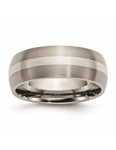 Titanium Sterling Silver Inlay 8mm Brushed Band | TB80 Amélioration de cerveau avec