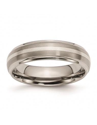 Titanium Ridged Edge Sterling Silver Inlay 6mm Brushed/Polished Band | TB82 les ligaments