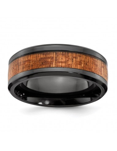 Black Zirconium Polished with Wood Inlay 8mm Band | ZCR105 50-70% off 