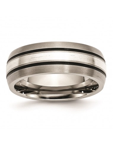 Titanium Grooved Sterling Silver Inlay 8mm Brushed/Antiqued Band | TB85 Comment ça marche