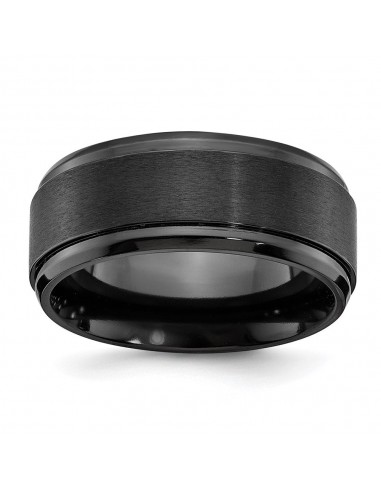 Black Zirconium Polished with Brushed Center Beveled Edge 9mm Band | ZCR107 sur le site 