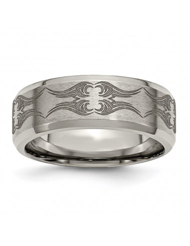 Titanium Beveled Edge 8mm Laser Design Brushed & Polished Band | TB115A les muscles