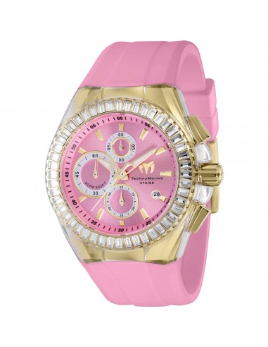 Technomarine Men's Chrono Watch - Cruise Glitz Pink Dial Yellow Gold Case | TM-121157 Economisez 