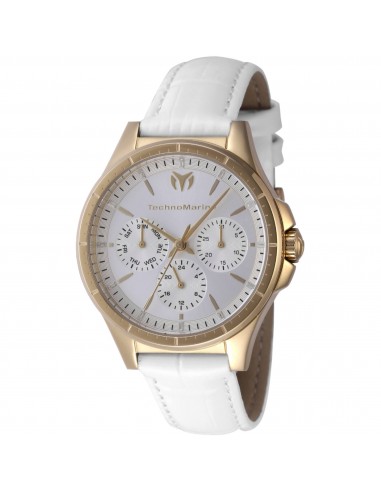 Technomarine Women's Watch - Moonsun Quartz Yellow Gold Case White Strap | TM-822058 Pour