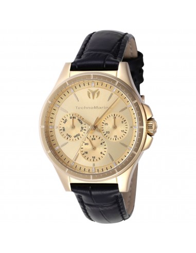 Technomarine Women's Watch - Moonsun Quartz Gold Tone Dial Black Strap | TM-822060 de la marque