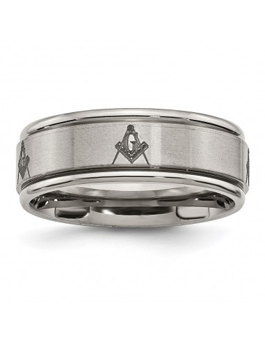 Titanium Ridged Edge 8mm Laser Design Brushed & Polished Band | TB11M de la marque