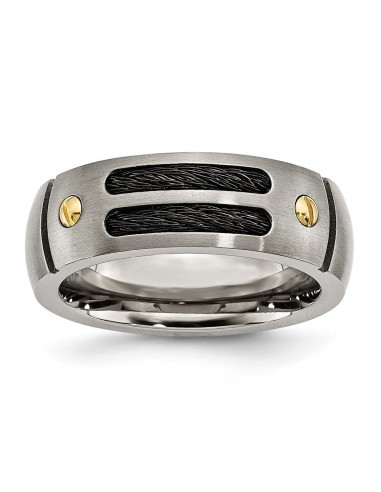 Titanium Grooved Black & Yellow IP-plated 8mm Brushed Band | TB162 pas cher chine