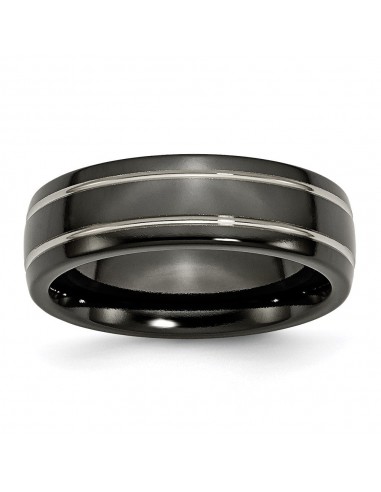 Titanium Black Ti Two-tone Grooved 7mm Polished Band | TB282 Vous souhaitez 