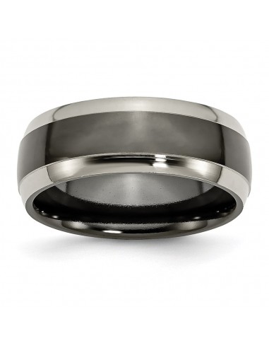 Titanium Black Ti Two Toned Edge 8mm Polished Band | TB285 de votre