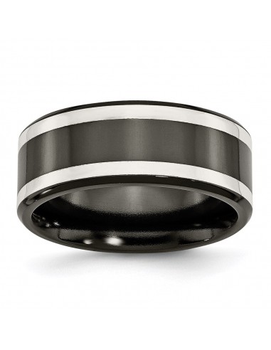 Titanium Black Ti with Sterling Silver Inlay 9mm Polished Flat Band | TB289 online