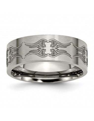 Titanium Flat 8mm Laser Design Brushed Band | TB33A Découvrez la collection