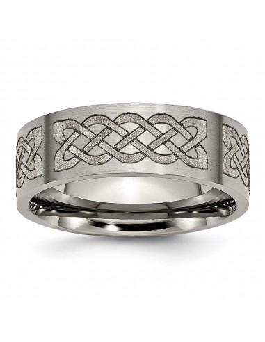 Titanium Flat 8mm Laser Design Brushed Band | TB33F store