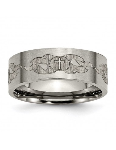 Titanium Flat 8mm Laser Design Brushed Band | TB33S en ligne