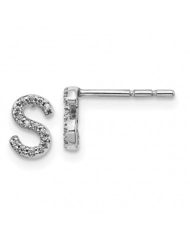 14k White Gold Diamond Initial S Earrings la livraison gratuite