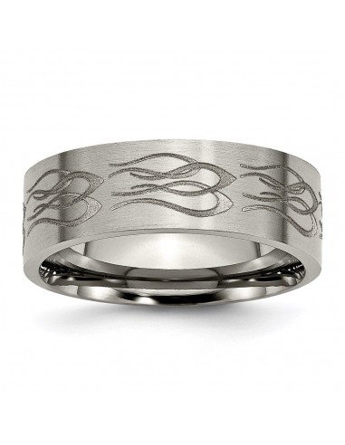 Titanium Flat 8mm Laser Design Brushed Band | TB33T basket pas cher